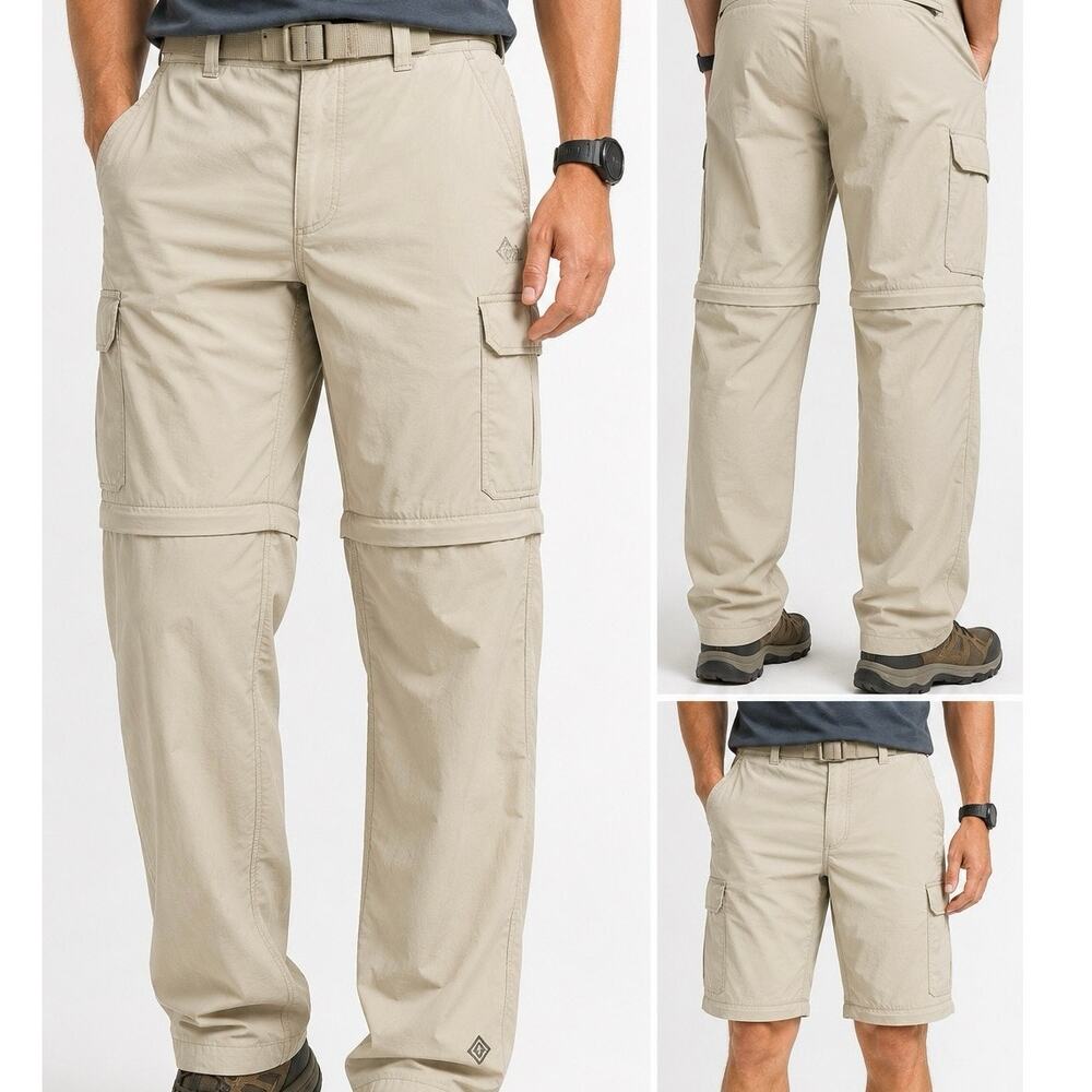 Columbia Omni-Wick Convertible Hiking Cargo Pants Mens 30x32 Beige Gorpcore